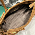 Prada Medium Suede Handbag 1BA426 Coffee
